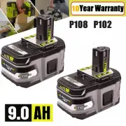 2Pack 9.0Ah For Ryobi 18V Battery P108 For ONE+Plus P107 RB18L50 High Capacity