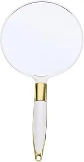 TOVINANNA Mini Round Handheld Makeup Mirror White Frame Portable Vanity Mirror for Women and Girls for Travel and Needs