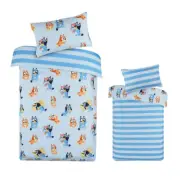 NNEDSZ Caprice Bluey Bingo Reversible Striped Licensed Quilt Cover Set Single