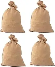 KITANDOVE 4Pcs Heavy Duty Burlap Sack Bags for Potatoes Produce Storage Vintage Jute Material for Farm Use Rustic Design for Outdoor Transport and Home Organization