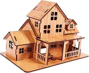 Wooden House Toy DIY Assembling Ornament Educational Craft (Bamboo Grain)