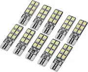 10Pcs Wedge Led Rear Lamp Parking Light Bulb LED T10 2835 3528 12SMD 12V Double-sided Decoding Car Xenon Taillight White
