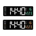 Large Display 15" Digital LED Wall Clock Two-Color Display USB Remote Control
