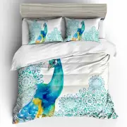3D Peacock Feather Water Color Art Quilt Cover Set Bedding Sets Pillowcases 64