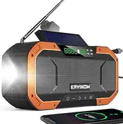 Emergency Radio with Bluetooth Speaker,Auto Scan AM/FM WB NOAA Weather Radio,Waterproof Solar Hand Crank Radio,Flashlight Reading Light,5000mAh Cell Phone Charger,SOS