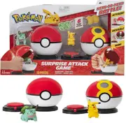 Pokemon Surprise Attack Game Pikachu and Bulbasaur 6 Attack Disks Poke Ball Play