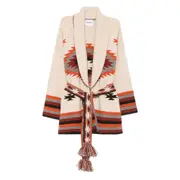 [Kujten] Kujten Geometric-pattern Cashmere Cardigan I NUMERIC NEUTRALS