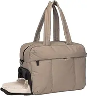 [zolyet] Travel Duffel Bag Overnight Bags for Women Puffer Gym Tote Bag Carry On Duffel Bag Week Bag with Shoe Compartment Camel