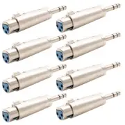 8 Pcs 3-Pin XLR Female to 6.35mm 1/4" Stereo Male Audio Adapter Mic Microphone
