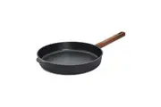 Eco Logic Aluminium Frying Pan Non-Stick Frypan w/Wooden Handle Round 28cm Black