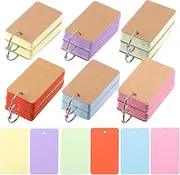 Swpeet 600 Sheets 2.1 x 3.5 Inch Colored Index Cards with Binding Rings, Notecards Index Cards, 6 Colors Easy Flip Flash Card Blank Index Cards for School Learning Memory Recipe Cards Game Card