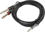 Totority Sturdy 3.5mm to Dual 6.5mm Cable Black 8m Long for Splitter Microphone Cord Needs