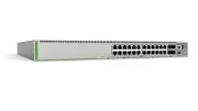 Allied Telesis Stackable Layer 3 Lite switch with 20 x 100M/1G PoE+ ports, 4 x 100M/1G/2.5G/5G PoE+ ports, and 4 x 10G uplinks. AU Power Cord