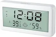 Oimzzr Digital Indoor Thermometer Hygrometer Home Accurate Temperature Humidity Gauge with Time/Date Display Comfort Indicator Support Alarm Clock and Chime Function ℃/℉ White with Backlight