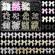 60 Pcs 3D Bow Nail Charm and Gems, Silver Gold Alloy Bowknot Nail Gems, 4 Col...