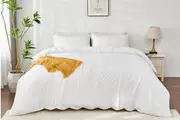 LINENOVA Comfy Pre Washed Cotton Quilt Cover Set (White)