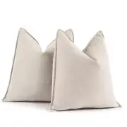 Pillow Covers 18x18 Set of 2 Chenille Pillow 18" x 18" (Pack of 2) Beige