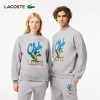 在飛比找momo購物網優惠-【LACOSTE】中性款-寬鬆長袖慢跑運動衫(灰色)