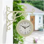 Smart Garden Products 5163001 Outside In York Station Wall Clock and Thermometer 5.5", Cream