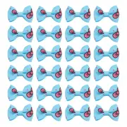 100 Pcs 1.5" Grosgrain Ribbon Mini Bows Printing for Crafts DIY, Blue