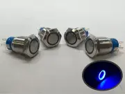 4 of Marine Car SS304 Blue LED 12V 5A Flush Light ON-OFF Push Switch Ring Button