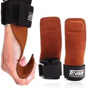 Premium Weight Lifting Wrist Hooks Straps for Maximum Grip One Size, brown