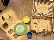 Heath Ceramics Kid’s Dinnerware Set with archived bright blue mug NIB Vintage