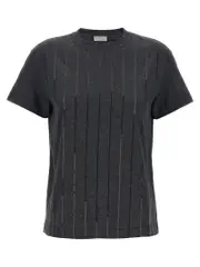 [Brunello Cucinelli] Brunello Cucinelli-Micro Sequin T Shirt Grigio-Donna S