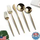 Homelux Theory 18/10 Gold Silverware Set, 5pc Mirror Polished Modern Silverwa