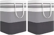 Laundry Basket,2-Pack Large Laundry Basket,Waterproof, Freestanding Laundry Hamper, Collapsible Tall Clothes Hamper with Handles for Clothes Toys in the Dorm and Family
