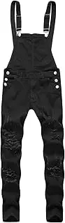 [Maiyifu-GJ] Men's Ripped Denim Bib Overalls Distressed Slim Fit Hip hop Jeans Jumpsuit Classic Retro Jean Bib Overall