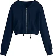 [Generic] Zip up Hoodies Women Sleeve Zipper Pocket Shirt Hooded Sweatshirt Tops Lady Pullover