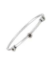 Silver & Steel 0.36 ct. tw. Diamond & Smoky Quartz Bangle Bracelet