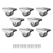 Mini Fixed Caster Wheels ,Low Profile Small Casters with Screws, Silent Rubber Rigid Caster Wheels for Furniture 8 Pack Photo Color