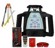 Self Leveling Red Beam Rotary Laser Level w Digital Receiver Tripod Staff GSW301
