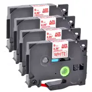 4PK 0.35" Compatible with Brother TZ222 TZe222 Red on White Label Tape P-Touch