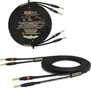 [WORLDS BEST CABLES] 15 Foot WBC-GOLD-LOCAP-SPKR-10 AWG - Low-Capacitance - Low-Inductance - High Purity OFC - Audiophile HiFi Speaker Cable Pair with Eminence Gold Banana Plugs