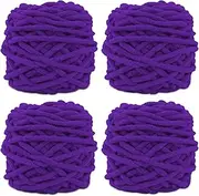 Knitting Wool Yarn 4 x 100g Multi-Colored Soft Chunky Yarn for Crochet Projects Making Plush Balls Handmade Bags Sweaters Shoes Hats Sweaters Blankets Scarves