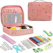 58PCS Complete Adult Beginner Crochet & Knitting Kit: 0.6-6.0mm Hooks, Yarn, Bag & Accessories Included for Easy Learning & Creative Crafting