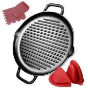 Cast Iron Grill Pan 12.6 inch Pre-Seasoned Cast Iron Griddle pan Dual Handles Ca