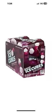 ICE BREAKERS ICE CUBES Black Cherry Flavored Sugar Free Chewing Gum, Made wit...