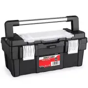 MAXPOWER 16-inch Tool Box with Removable Tray, Portable Toolbox with Stainles...