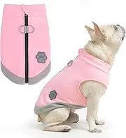 Mihachi Dog Fleece Vest Sweater Zip Up Warm Pullover Step-in Dog Jacket with Harness Built in, Winter Cold Weather Reflective Coat Clothes Hoodie for Small Medium Dogs Puppy Cat Boy Girl, Pink M
