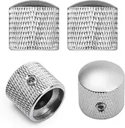 zolyet 4pcs Metal Tone Control Knob Dome Knob Set with Inner Hexagon Spanner for Electric Guitar Bass Silver