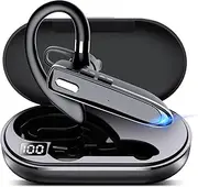 EUQQ Bluetooth Single wireless Headset Handsfree Earpiece for phone, V5.2 in-Ear Headphone with Microphone,USB-C Charge, Waterproof Earphones for Driving/Business/Office with Android/iOS，Laptop