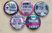 Social Distance Flatback Buttons, Crafts Cabachons Hairbows Pinbacks
