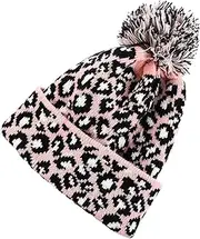 [OATIPHO] Leopard Print Beanie Hats Braid Bonnet Ladies Hat Cute Woolen for Woman Skull Cap Cuff Wool Beanie Wool Knitted Hat Ribbed Beanie Wig Hat Women Knit Hat Hoodie White Yarn