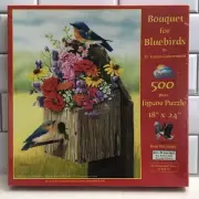 SunsOut Bouquet For Bluebirds 500 Piece Jigsaw Puzzle #66915 SEALED