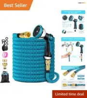 Lightweight 100FT Expandable Garden Hose with 4-Layer Latex Core & Storage Bag