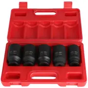 5pcs 1/2'' Deep Spindle Axle Nut Socket Set 12 POINT METRIC 30 32 34 35 36mm